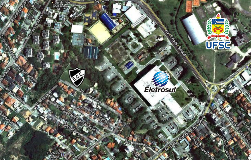 Mapa da localização do estádio no bairro Pantanal