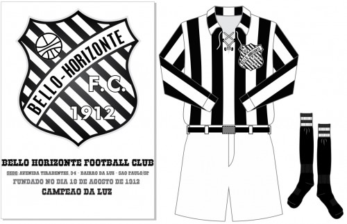 Escudo e Uniforme: Bello Horizonte Football Club, do Bairro da Luz